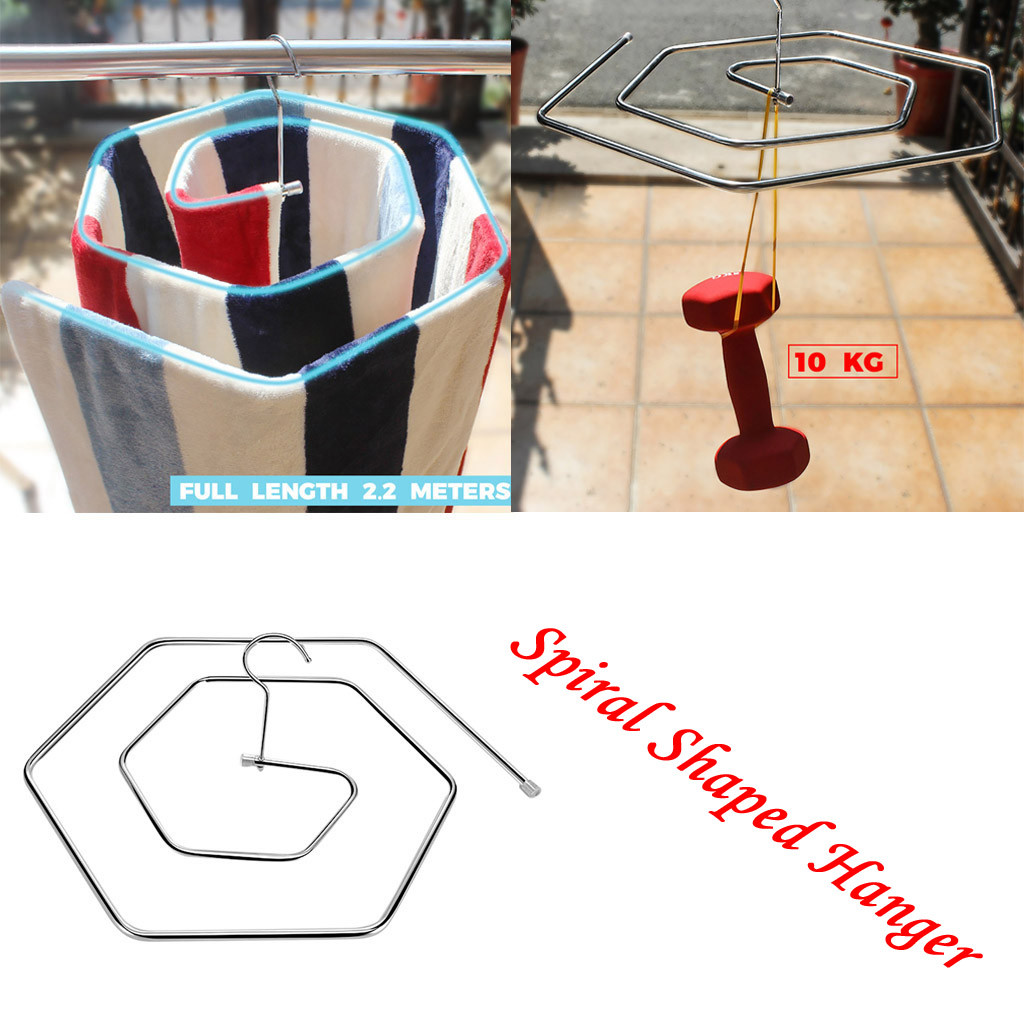 Percha de espiral para sábanas de tela, gancho para manta, tendedero de Metal, estante de almacenamiento de ropa circular, suministros de accesorios para el hogar