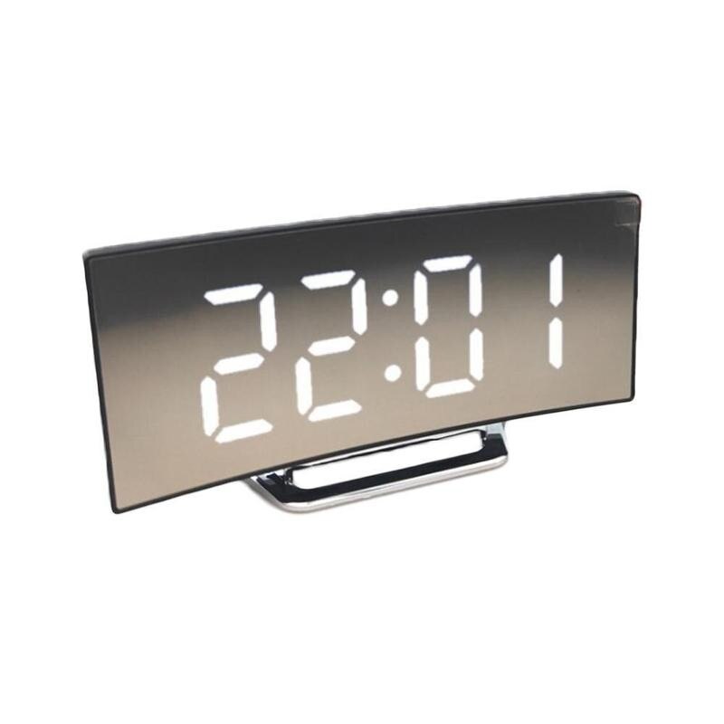 Night Light Alarm Clock Digital LED Display Battery Mirror Operated V1Z5