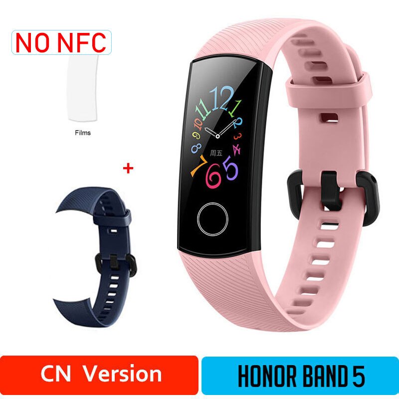 Onore Fascia 5 Nfc Wristband Intelligente di Ossigeno Nel Sangue Multipla Quadranti Attività di Frequenza Cardiaca Fitness Sonno Tracker Passometer Versione Globale: CNPink5moDB