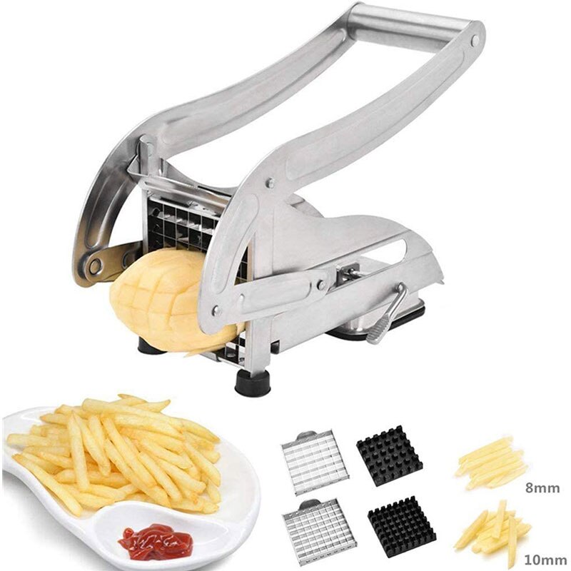 Manual Stainless Steel French Fry Cutter Potato Vegetable Chopper Dicer Cutters Potato Chips Strip Cutting Fries Kitchen Gadgets