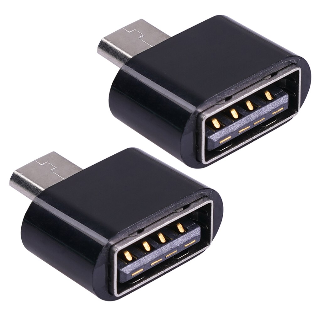 Portable OTG Converter Micro USB 2.0 Female to Micro USB Male Data Adapter Converter Connector: 2 pcs black
