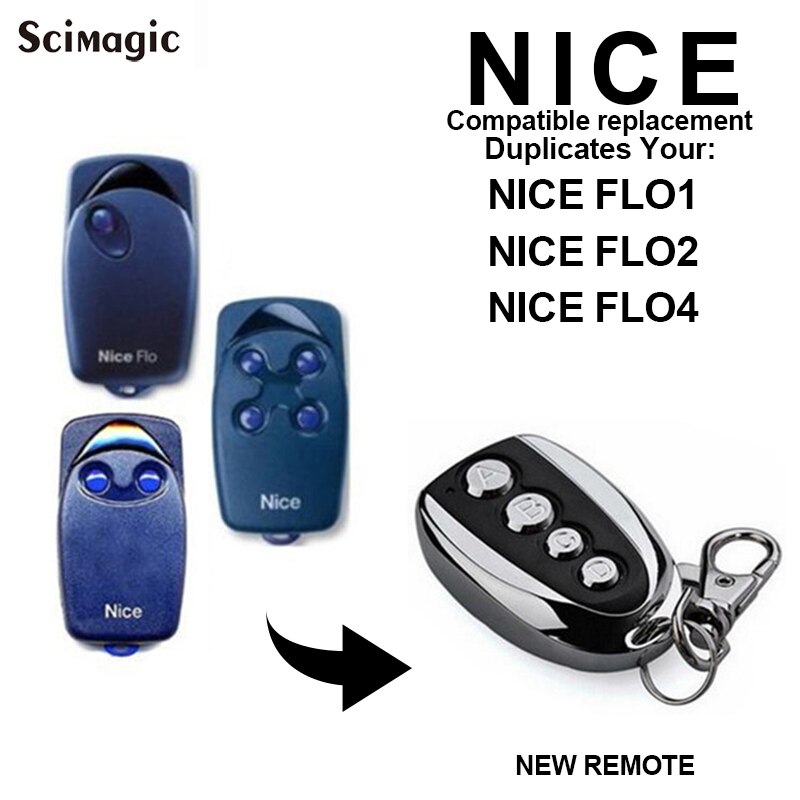 NICE FLO 1 FLO 2 FLO 4 Transmitter Open Door Remote Control 433.92MHz Fixed Code Garage Door Remote Control Replacement