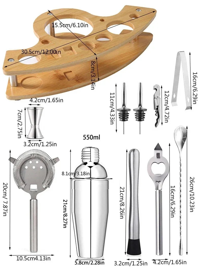 6/7/10 pz in acciaio inox cocktail shaker strumenti Bartending barista kit Martini Sharker bere miscelatore impostato con sacchetto di immagazzinaggio: L / Blu