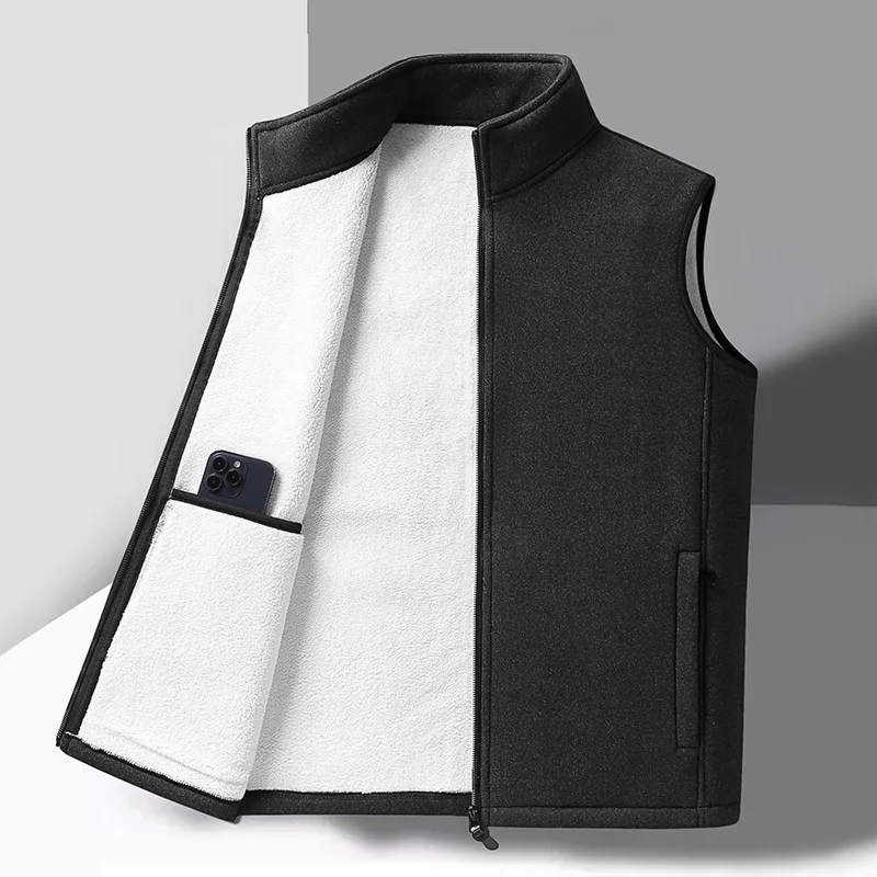 Gilet doublé polaire pour hommes, vêtements de papa décontractés, chauds, vêtements d'extérieur d'automne et d'hiver, coupe ample, veste confortable en mousse à particules
