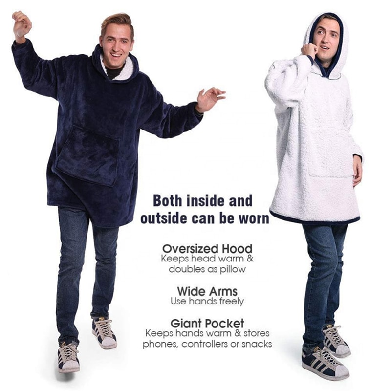Winter Blanket with Sleeves Oversized Hoodie Fleece Warm Hoodies Sweatshirts Giant TV Blanket Hoody Robe
