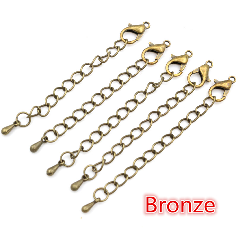 10Pcs 50 70Mm Gold Verzilverd Uitgebreide Uitbreiding Tail Chain Kreeft Sluitingen Connector Voor Diy Ketting Sieraden Maken bevindingen: M / WHITE