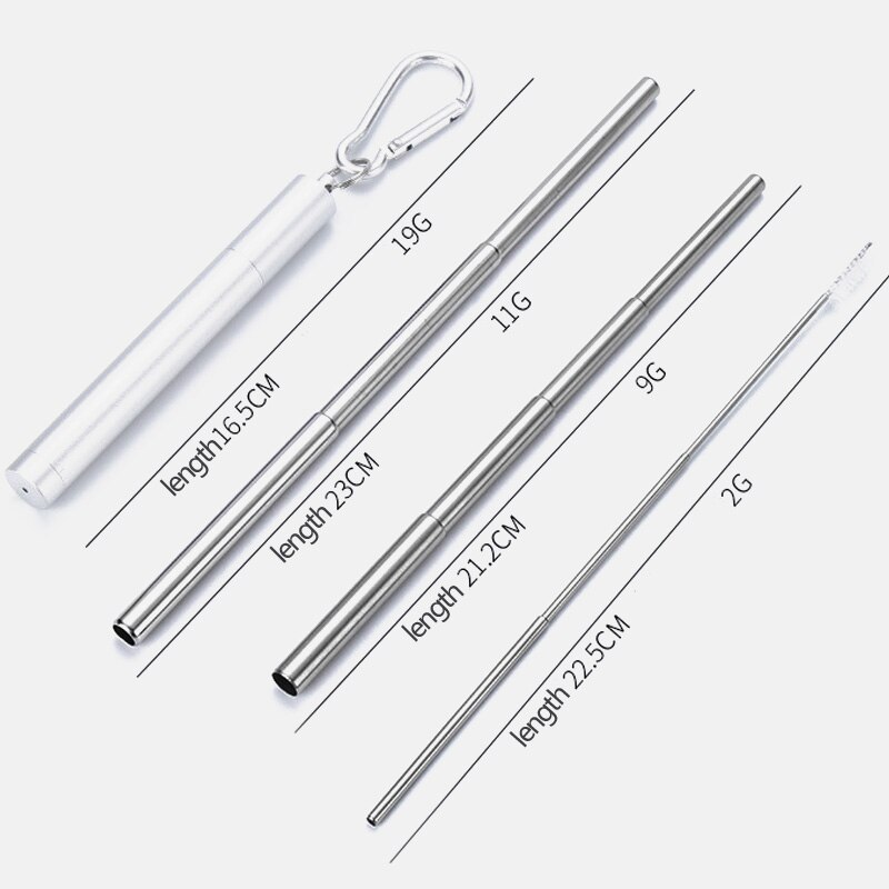 18/10 Reusable Telescopic Drinking Straw Portable straw For Travel Collapsible Metal Drinking Straw With Brush Stainless Steel