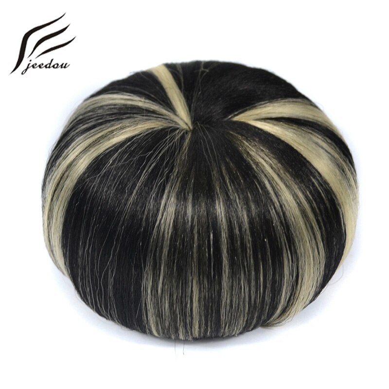 Jeedou-moño de pelo sintético de gran tamaño, cubierta de corona de estrella de diamante, moño trenzado de Color negro Natural para peinados Vintage