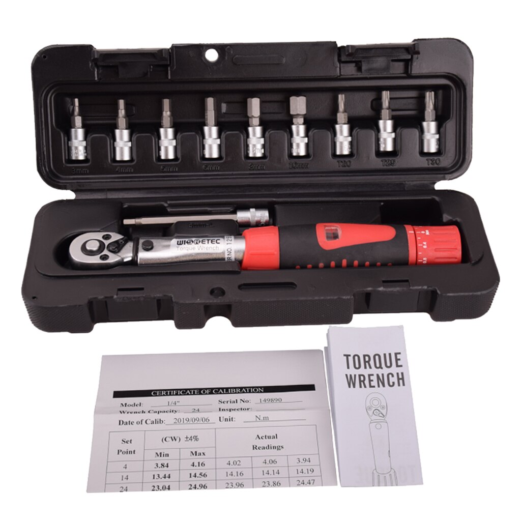 1/4 inch Drive Click Torque Wrench Set 2-24 Nm with Allen Key Sockets, Extension Bar