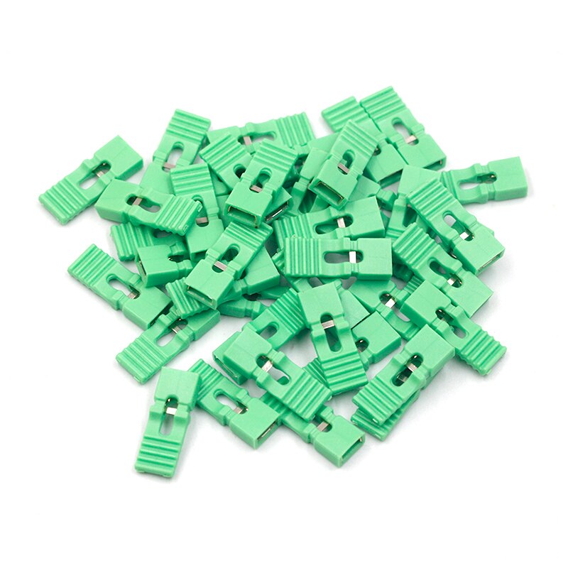 50pcs pas de cavalier capuchon court et têtes et boîtiers de fil 2.54MM SHUNT noir jaune blanc vert rouge bleu: Long-Green