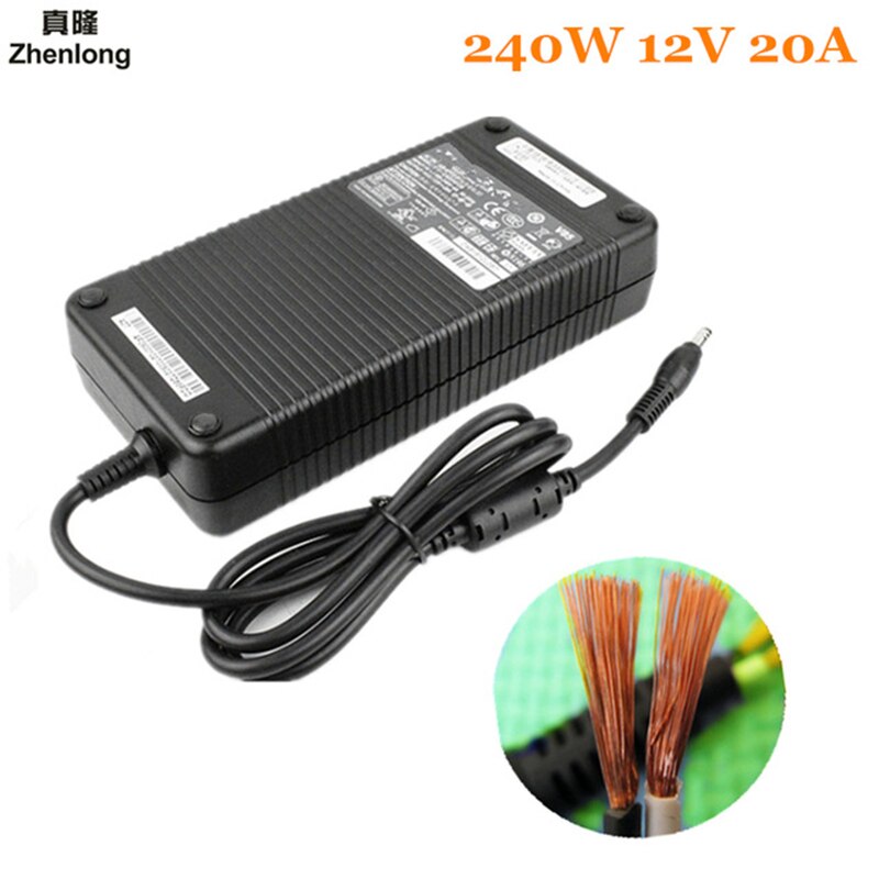 Zhenlong 240w- stroomomvormer  ac 220v(100 ~ 250v)  ingang  dc 12v 20a led-strip led-balk lichtuitgang adapter voeding + stekker