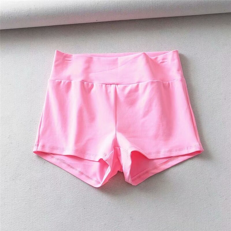 Lundunshijia sommer elastiske sportsshorts med høj talje bomuldsshorts til kvinder 6 farver: Lyserød / L