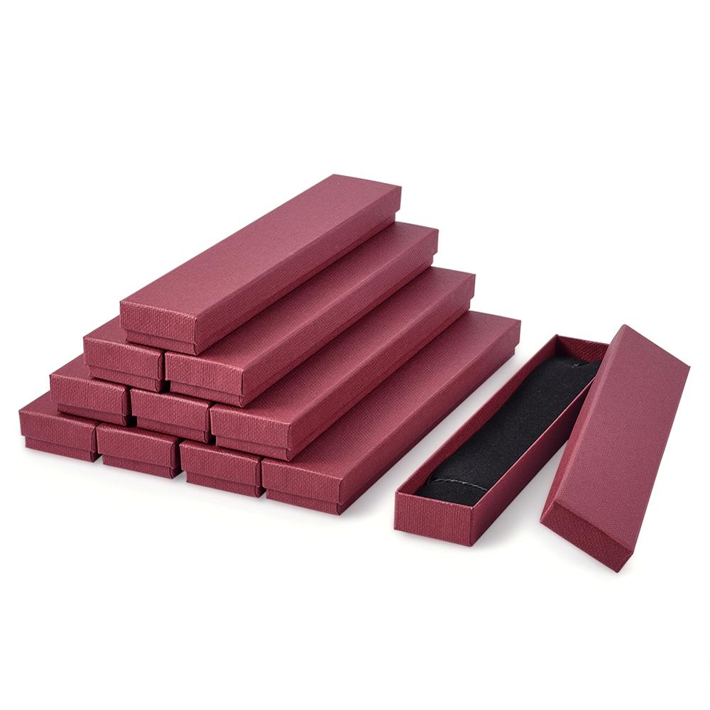 12pcs Cardboard Jewelry Boxes - 21x4x2cm Rectangle Packaging for Bracelets, Necklaces: Fire Brick