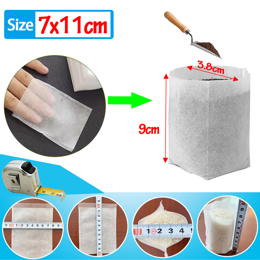 100 stk. planteposer, planteskoleposer, frø til såning, blomsterpotter, bionedbrydeligt ikke-vævet stof til hjemmet, havetilbehør, værktøj