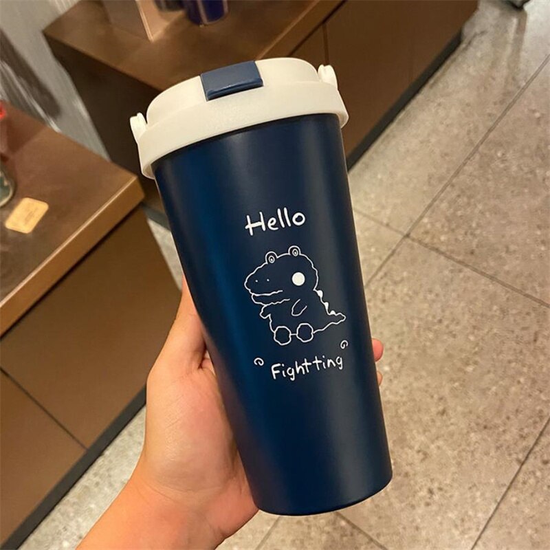 High-End Zakelijke Koffie Cup 304 Rvs Thermos Beker 500Ml Anti-Val Milieuvriendelijke Drinkware Mannen Vrouwen stro Type J318: 4