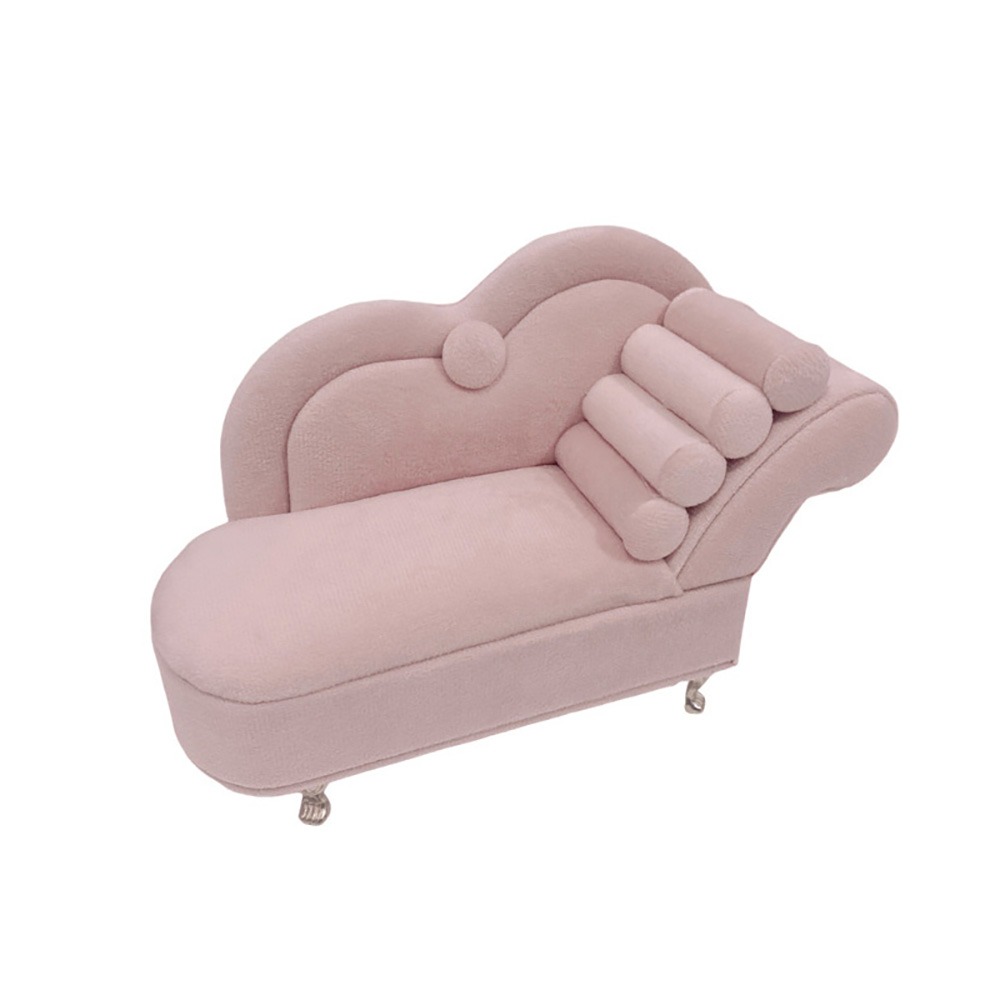 Dutch Velvet Sofa Shaped Jewelry Box Bracelet Mini Couch Earrings Ring Display Stand Luxury with Mirror: WHITE