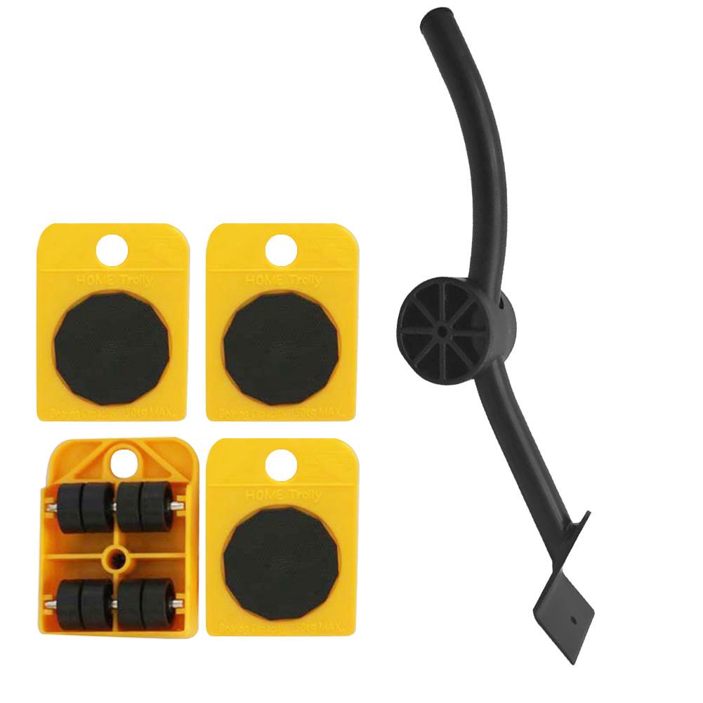 Home Trolley Lift And Move Slides Kit Easily System For Heavy Furniture 4 PC Rollers & 1PC Furniture Lifter Mover Transport set: Yellow