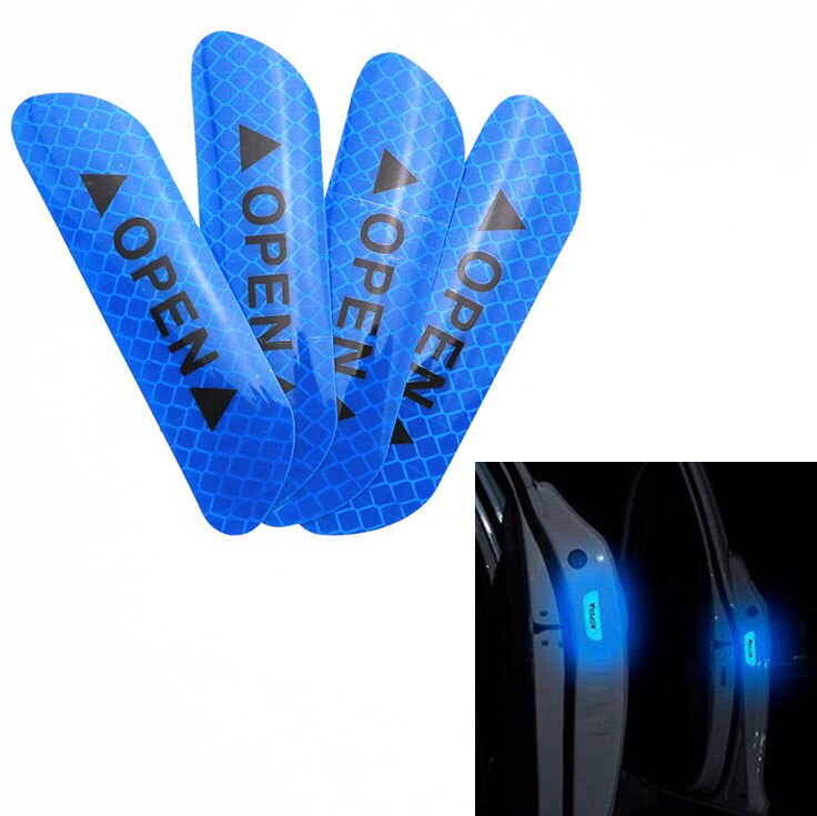 4pcs / set car Warning Safety Sign Reflective Strips Stickers for Nissan Teana X-Trail Qashqai Livina Sylphy Tiida Sunny March: Blue