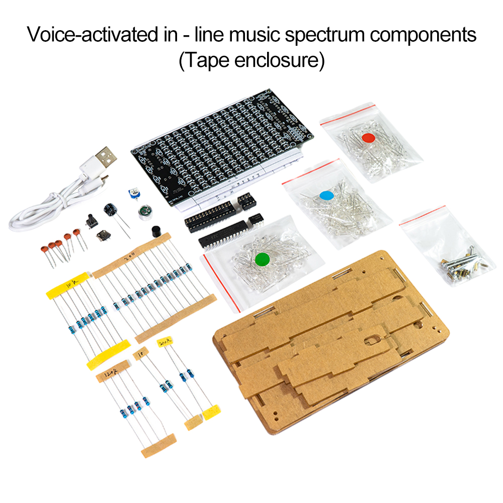 LED Musique Spectre Affichage ￉cran Color￩ Haut-Parleur DIY Kit pour Pratiquer L'assemblage ￉lectronique Produits: Marron