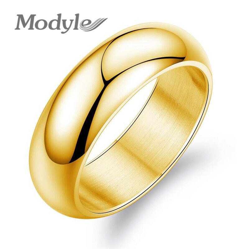 Modyle - alliances classiques en acier inoxydable couleur argent/couleur or pour femmes: 7 / Couleur or
