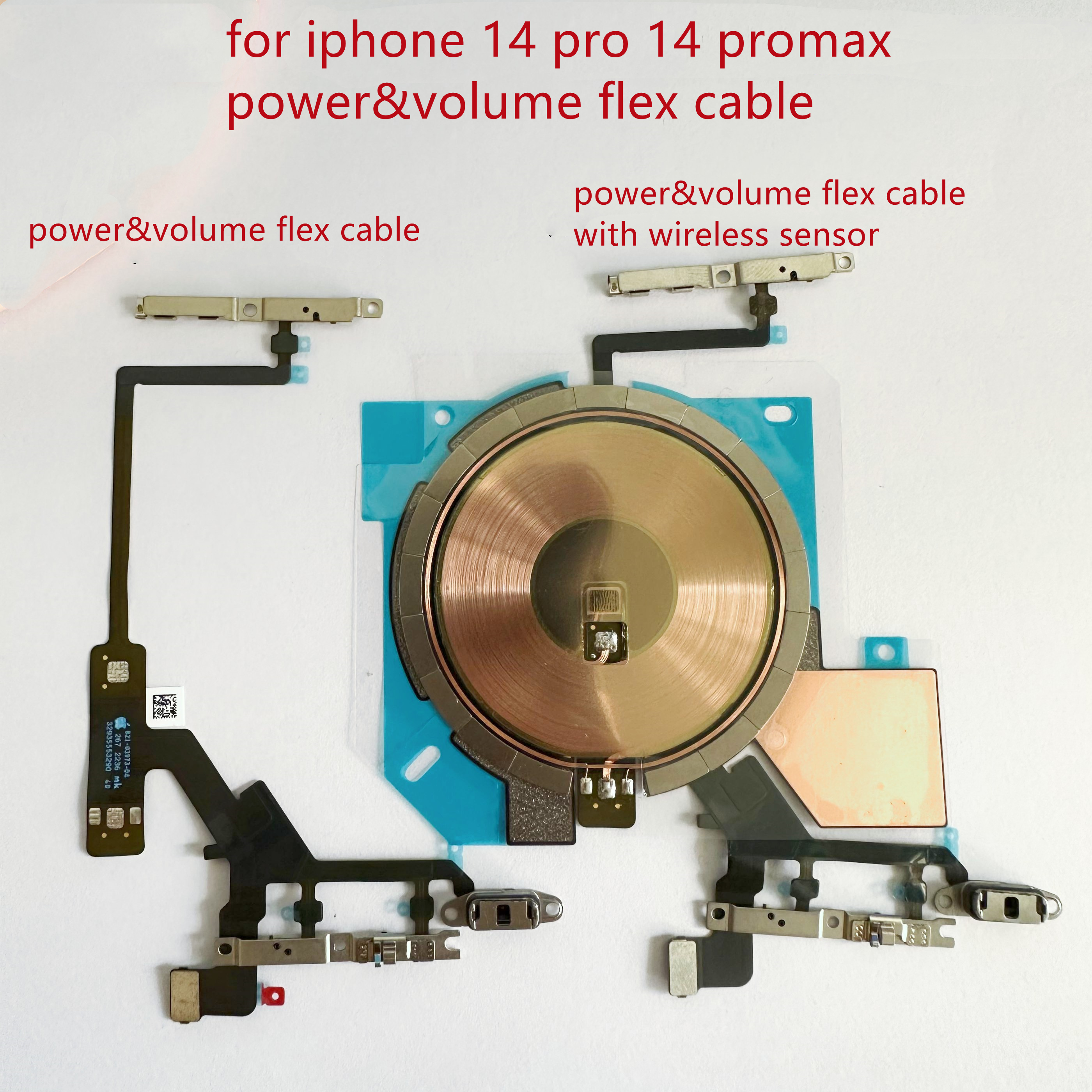 Alideao-Volume Flex Cable for iPhone 14 14 Plus 14 Pro 14 Pro Max Wireless Charging Chip NFC Coil with Volume Flex Cable 1Pcs