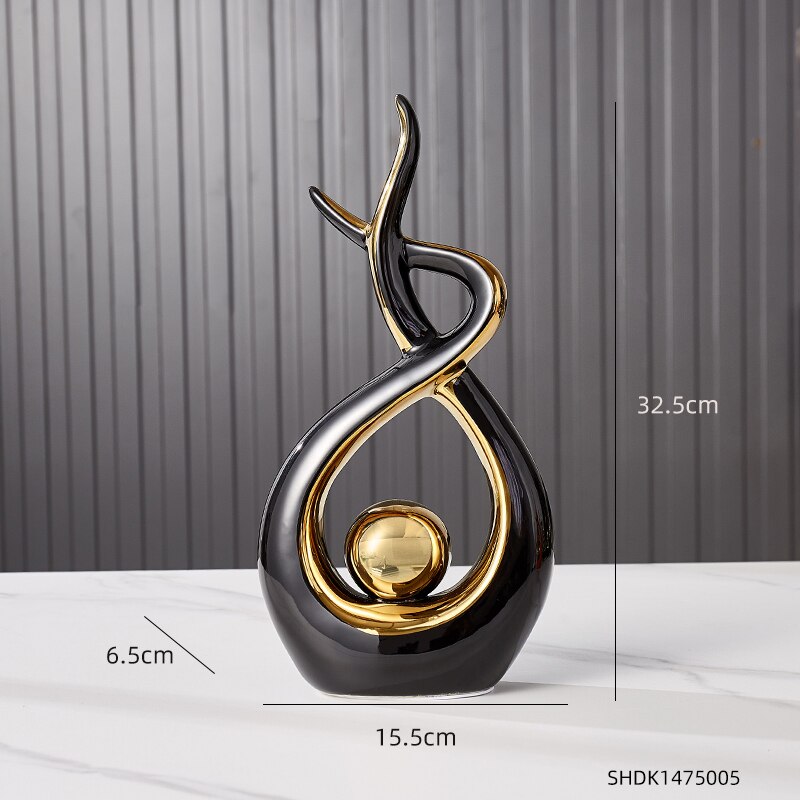 Abstrakt modellering keramisk skulptur dekoration morgon sång dekor modern heminredning vardagsrum sovrum inredning: Svart-a