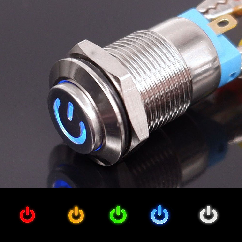 Pulsante Rotondo Precablato 12mm - 3 Pezzi In Acciaio Inossidabile, Interruttore Autobloccante 220V, Per Quadro Elettrico, PC, Auto, Barca