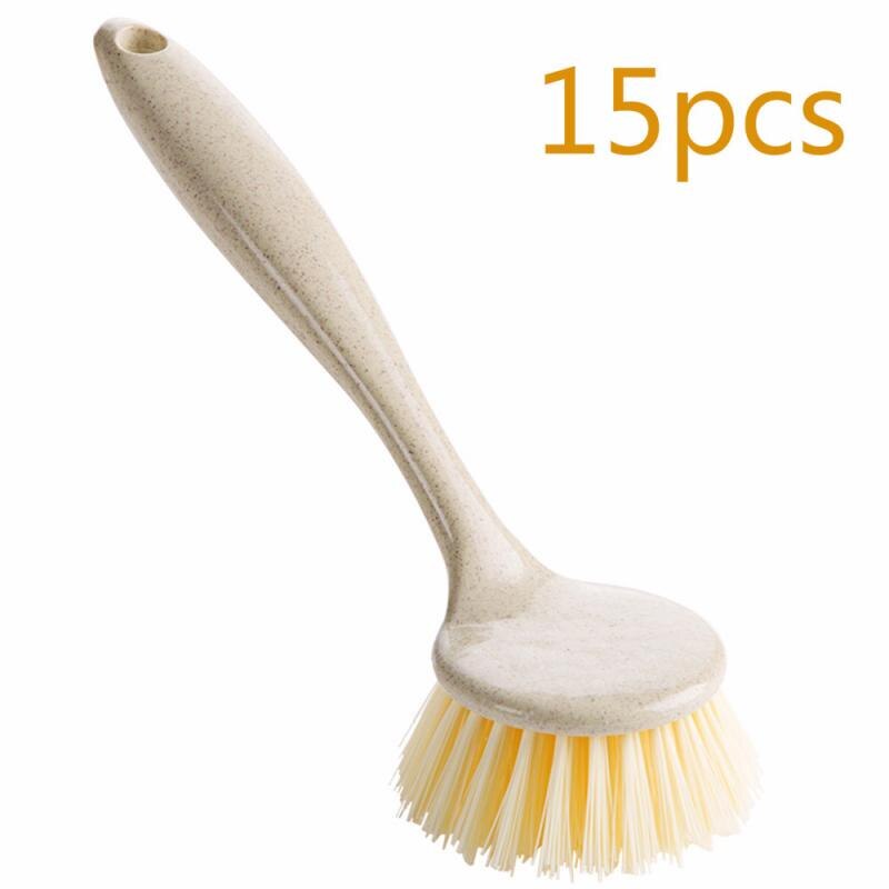 Handheld Cleaning Brush Long-handled Washing Dishes Brush Pot Can Cleaning Brush Kitchen Multifunction Brush: 15pcs