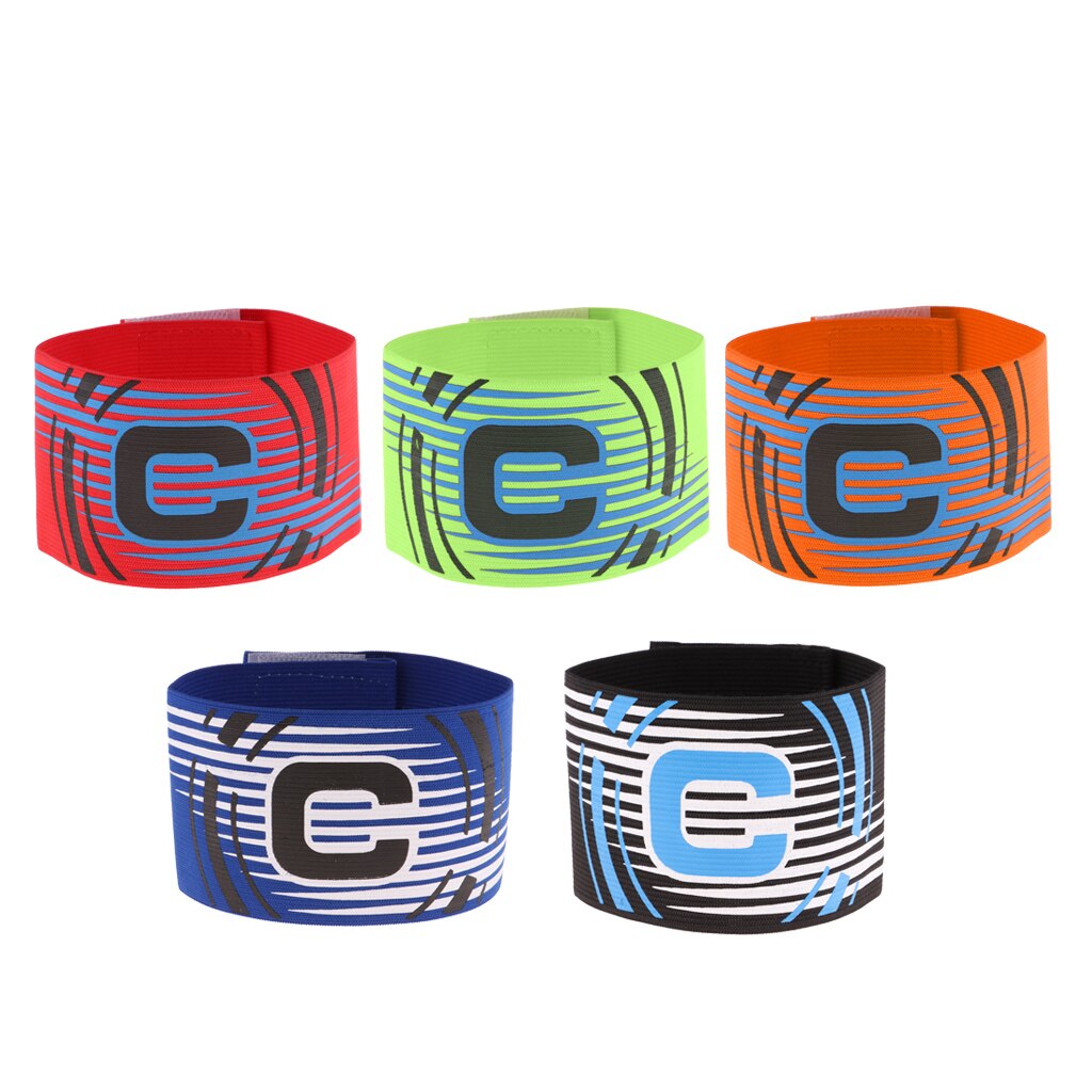 5 Pieces Football Soccer Captain Armband, Elastic Captains Armband for Adult Youth One Size, Stripe
