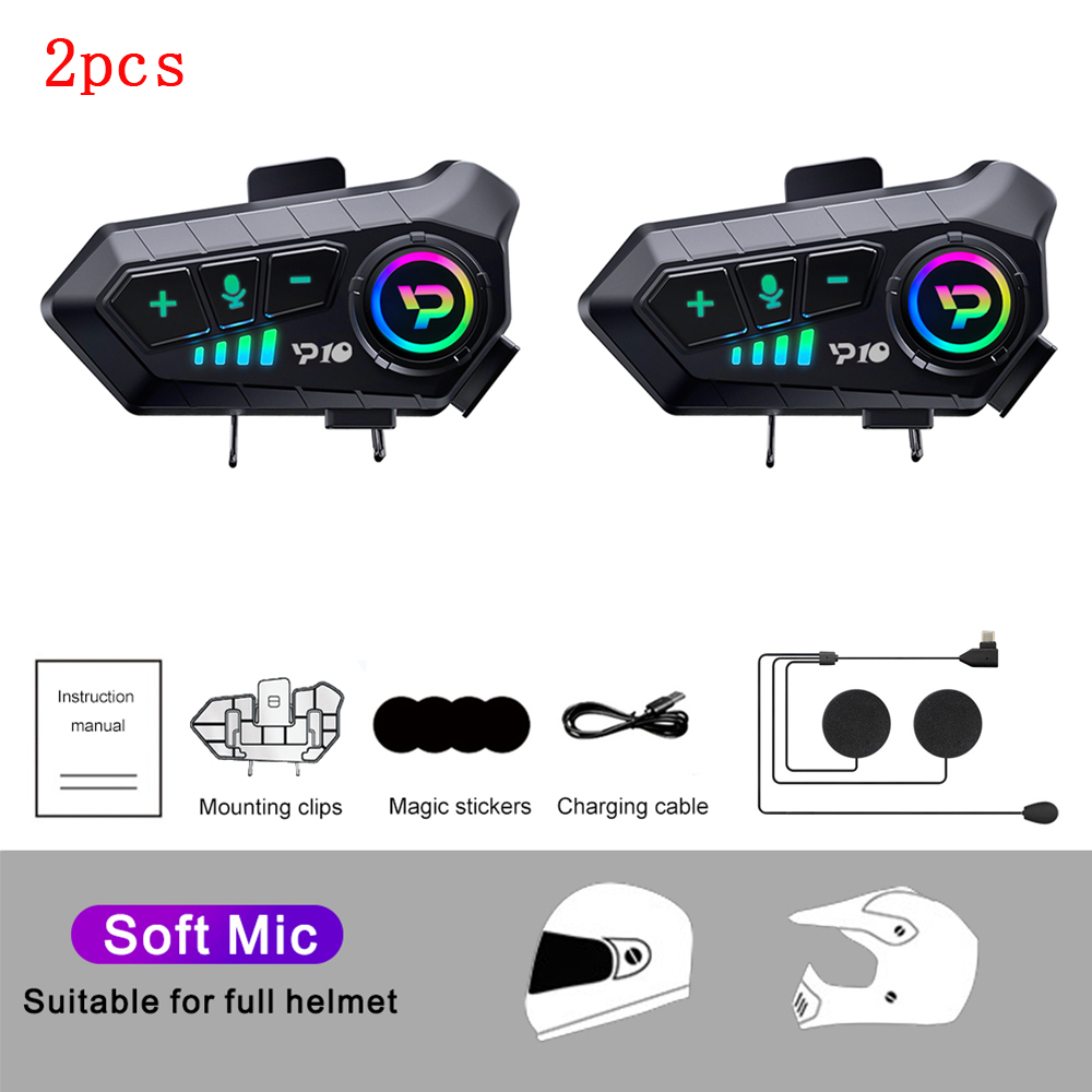 1/2 stücke Bluetooth 5,3 Motorrad Helm Headset drahtlose Freis prec heinrich tung Kit wasserdichte Musik-Player Kommunikator Lautsprecher: Black