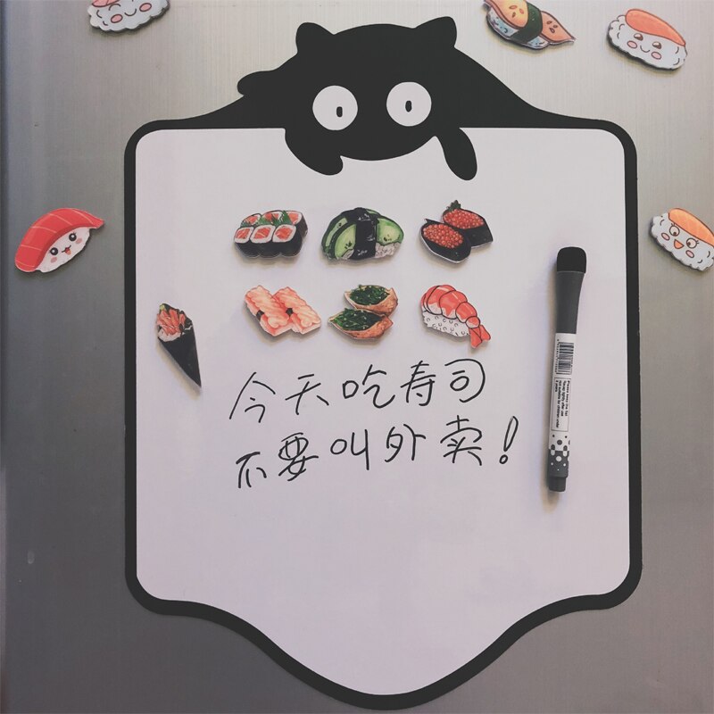 Message Board Magneet Magnetische Note Board Creatieve Magnetische Sticker Uitwisbare Magneet Leren Sticky Note Magnetische Sticker: 29-Black Cat