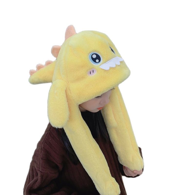 Doitbest-gorros de invierno con orejas móviles para niño y niña, gorro de terciopelo con tiburón grande, bufanda de una pieza, gorros con orejeras