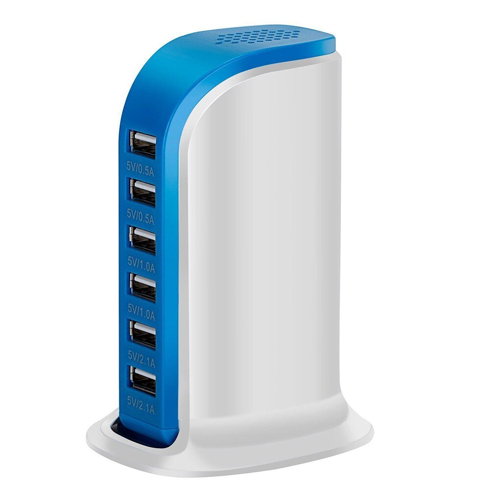 Cargador USB Multi de 6 puertos de 30 W, estación de carga rápida 6A, Conector de viaje de escritorio para teléfono móvil, enchufe de extensión, Platooninsert: Enchufe europeo / NO.3