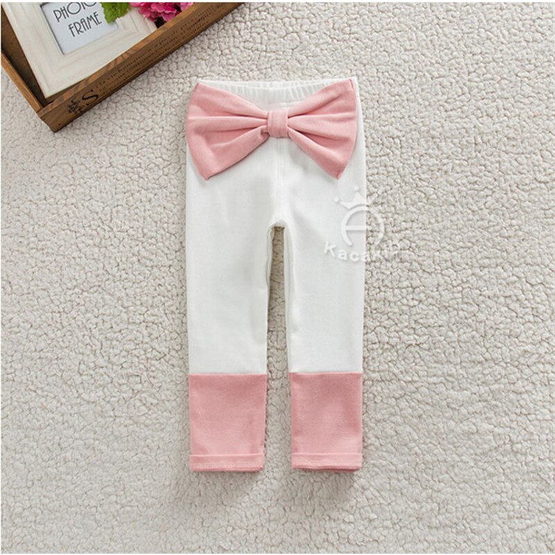 Autunno della molla Delle Neonate Pantaloni Scarni Delle Ghette Con Il Grande Bowknot Bambini Bambino Carino PP Pantaloni di Cotone Pantaloni Morbidi: Colore rosa / 12m