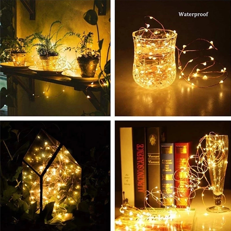 Led Strings Koperdraad 3XAA Batterij-aangedreven Kerst Bruiloft Decoratie 2M 5M 10M 100LED String Fairy Lights