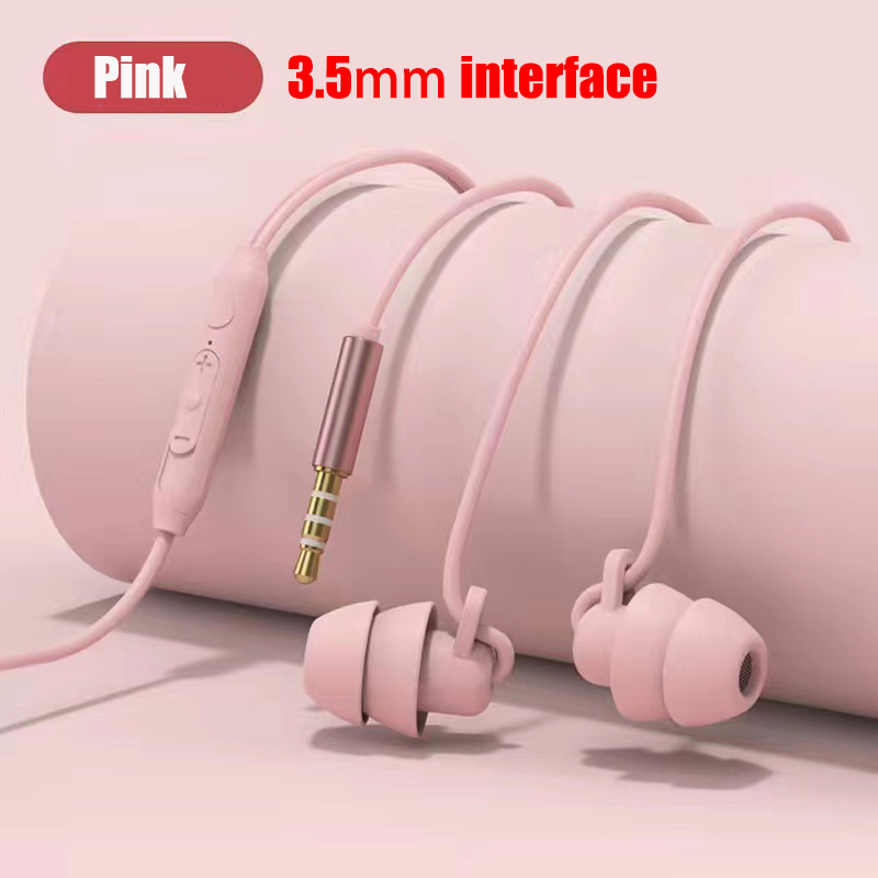 Sommeil latéral ASMR en Silicone respectueux de la peau avec écouteurs filaires stéréo, écouteurs de sommeil, écouteurs, doux et bon pour l'insomnie du sommeil: Rose