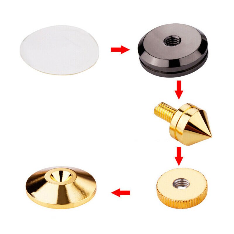 1 Set Gold Speaker Spike Floor Discs Stand Foot Cone Isolation Spikes Shock Pin Nails And Pads Accessories