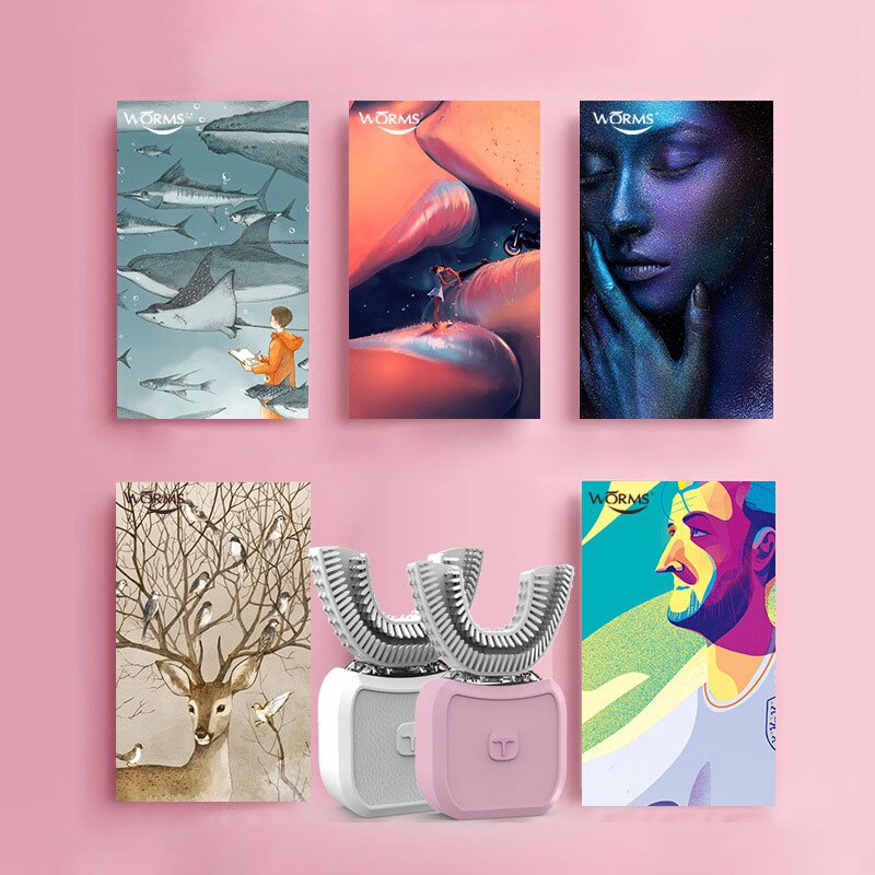 U-shaped 360° Automatic Sonic Electronic Toothbrush USB Rechargeable Ultrasonic Yellow Tooth Beauty Teeth Whitening Toothbrush