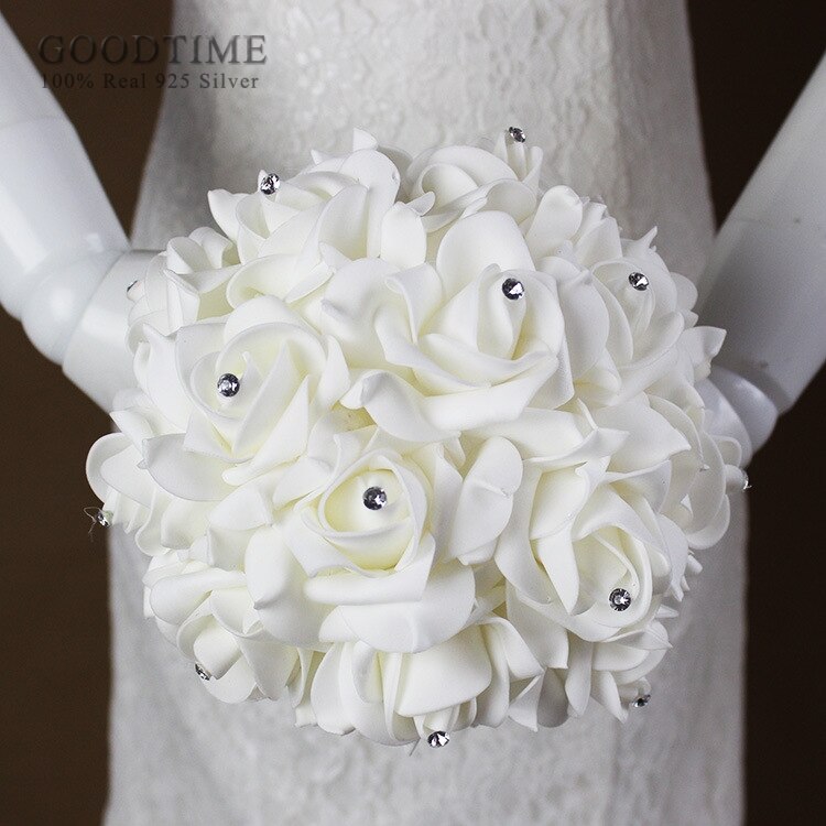 Edle Braut Strauß Braidmaid Hochzeit Schaum Blumen Rose Strauß Band Kristall Hochzeit Strauß Mädchen Braut Hochzeit Zubehör