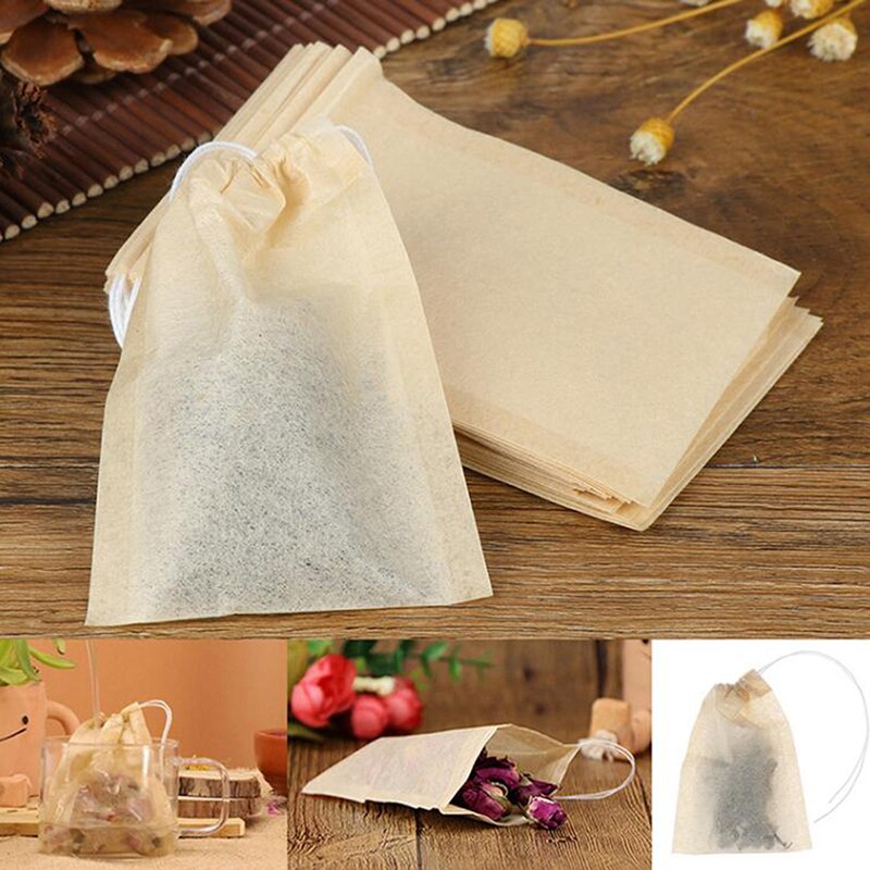 100 Teile/los Tee Tasche Filter Papier Beutel leer Kordelzug Teebeutel Für Kraut Tee