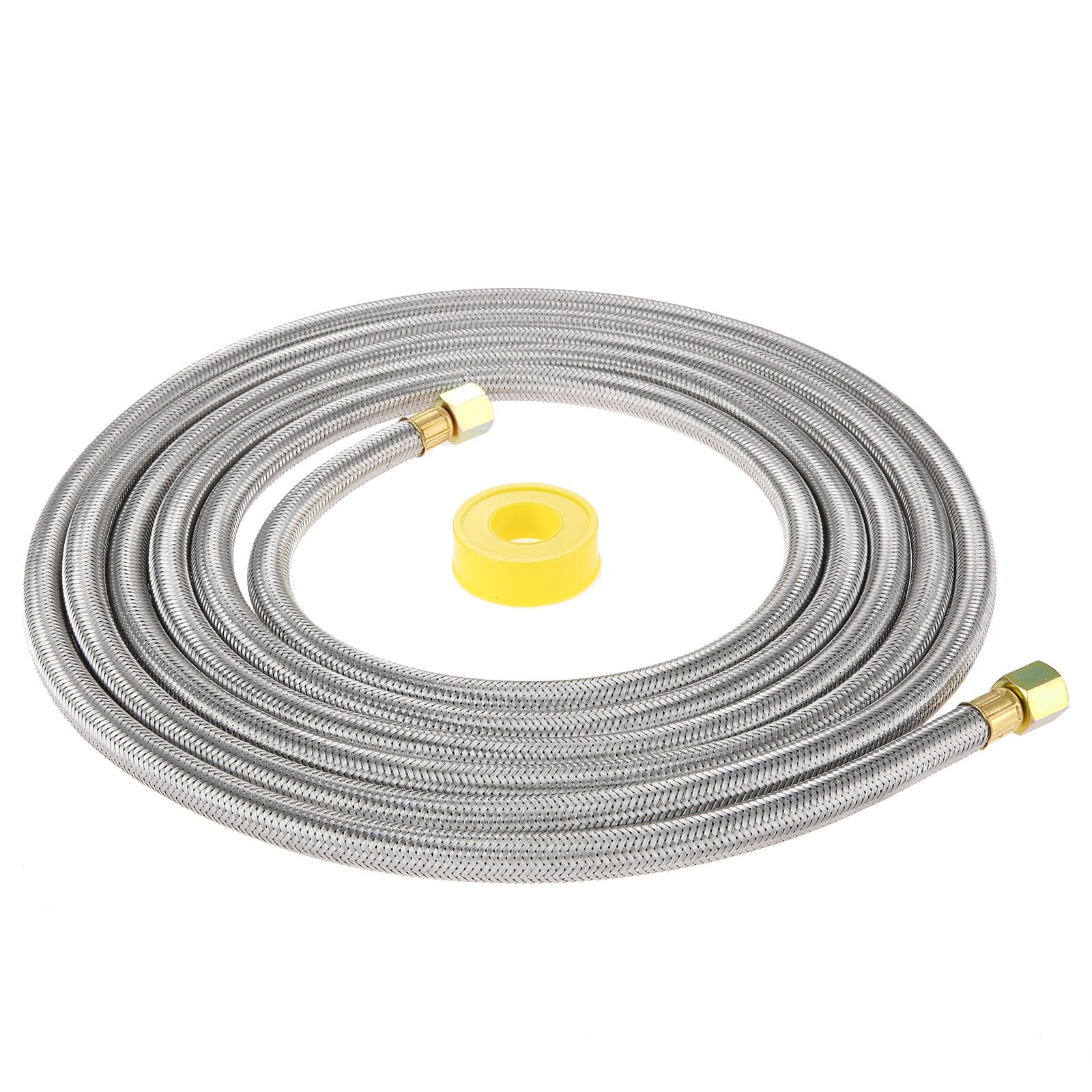 1set 16Ft Stainless Steel Braided BBQ Grill Extension Propane Hose 3/8 Female Flare Threads Gas Nuts Line Pipe Thread Tape