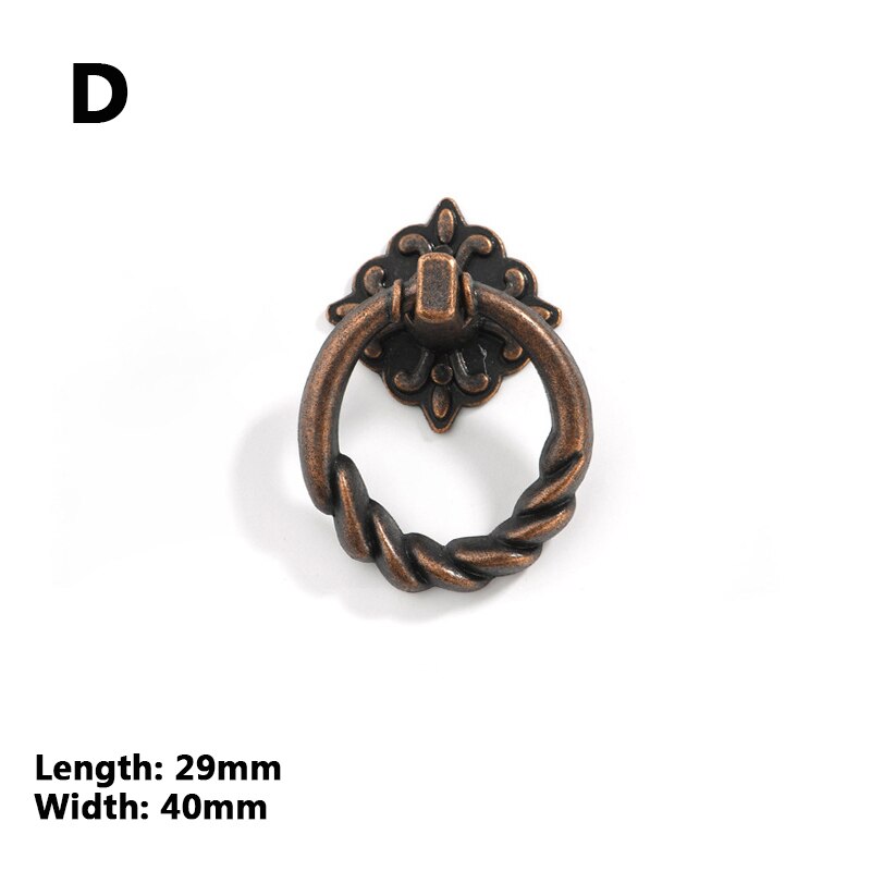 Tiradores de bronce de anillo Retro, armario de pomo de un solo orificio, perillas de muebles, tirador de cajón de tocador de armario: 4