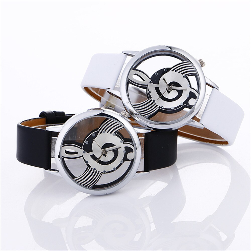 Womans Watch Musical Note Painting Leather Strap Bracelet Lady Male Female Wrist Watches Femmes Montres Clock