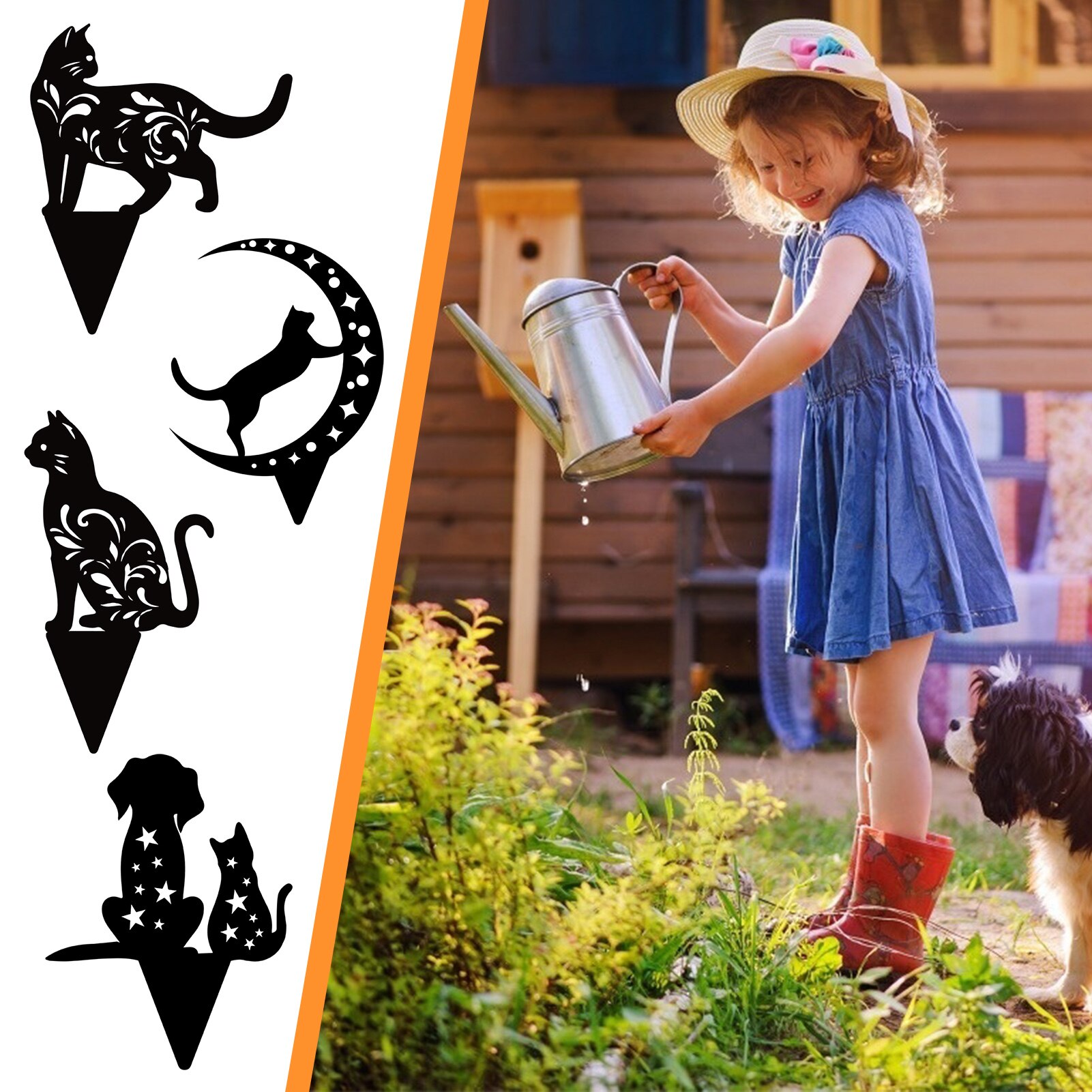 Black Cat Silhouette Stake Yard Art Acrylic Garden Decoration