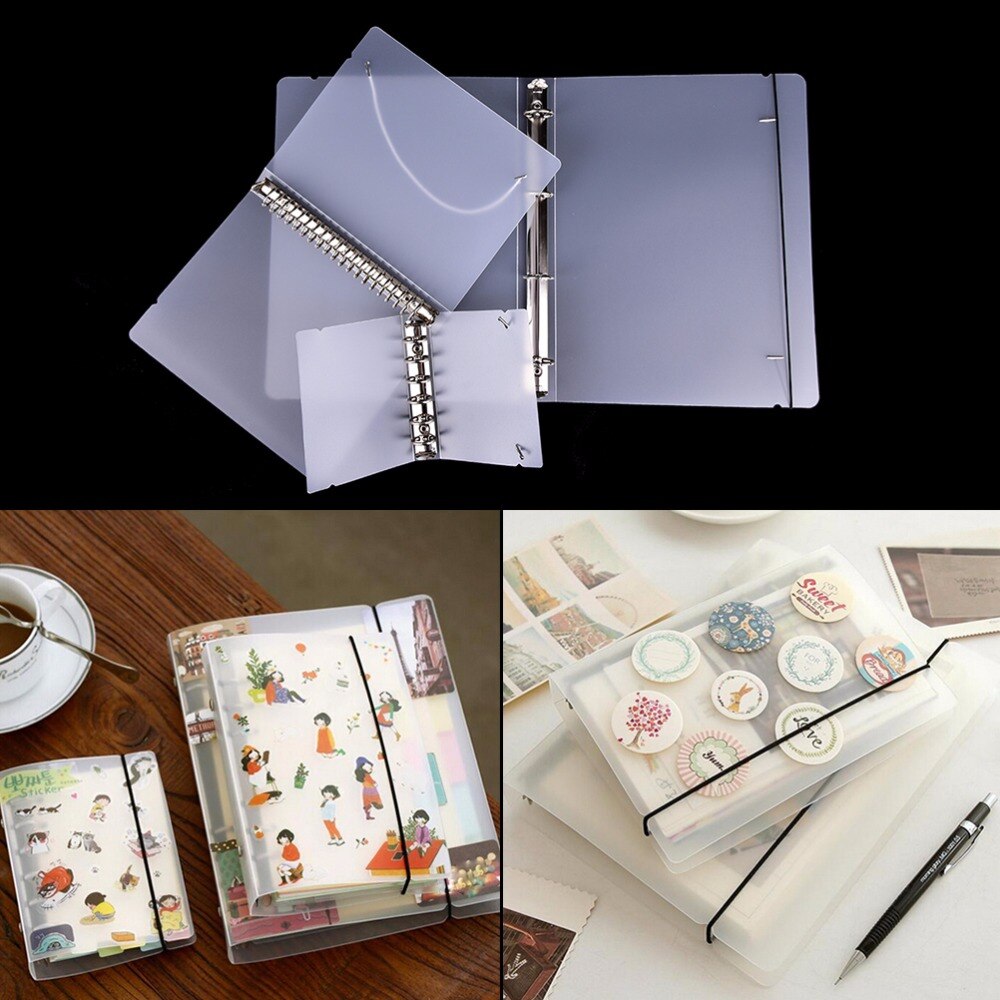 Løs blad ringbinder dagbog planner dæksel  a4 plastik klip fil mappe gennemsigtig farve plast notesbog journal