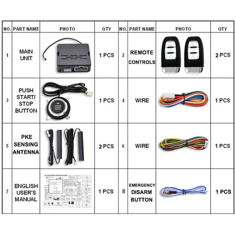 Car Alarm SUV Keyless Entry Remote Engine Start Alarm System Push Button Remote Starter Stop Car Security Accessories