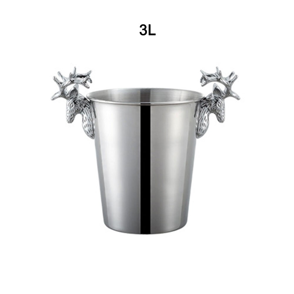 Personalidad cuernos cubo de hielo europeo Retro de acero inoxidable galvanoplastia de cerveza, vino, cubo de hielo barman de Bar Gadgets Decoración: Silver 3L