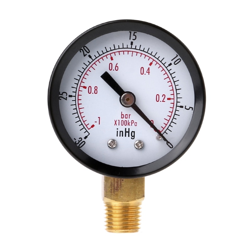 Manómetro de vacío Mini Dial medidor de presión de vacío Doble escala 1/4 "NPT montaje inferior-30HG/0 PSI