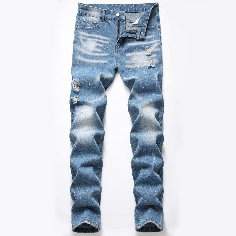 Broken hole blue jeans KF80091