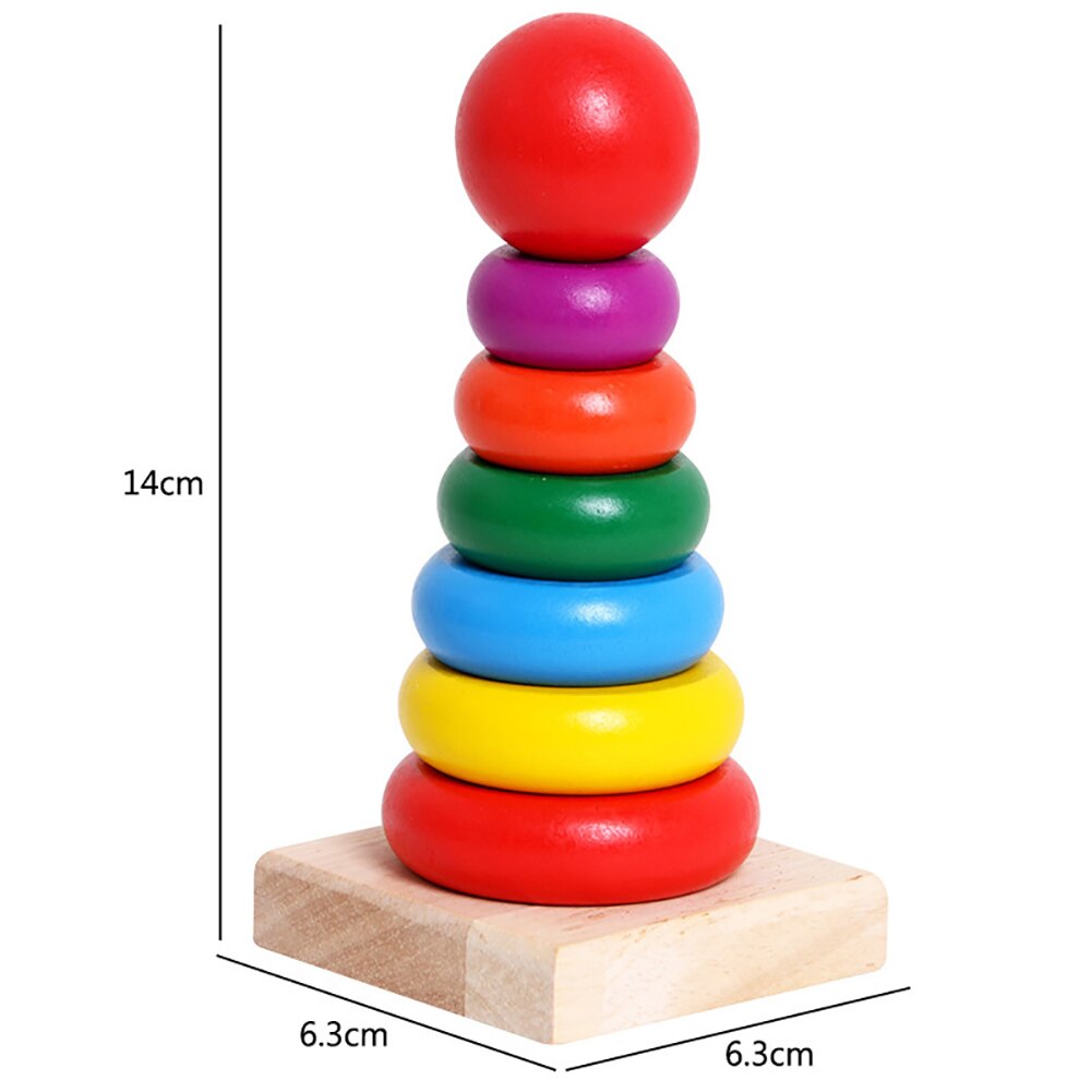 Kids Stapelaar Speelgoed Klassieke Houten Rainbow Stacker Ringen Stapelen Educatief Kids Peuters Speelgoed Voor Kids